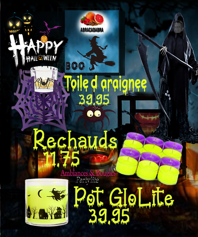 Halloween abracadabra, réchauds, pots GloLite 