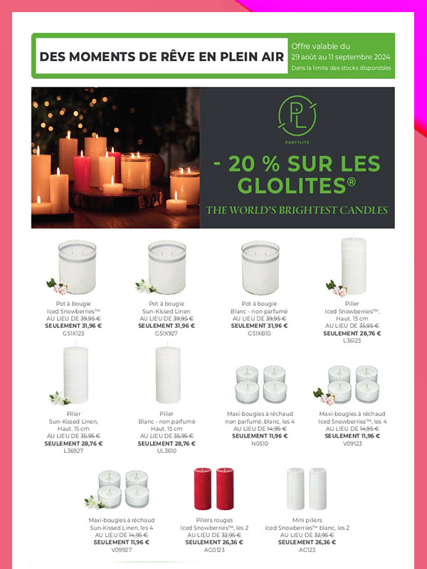 En promo les GloLite Partylite 