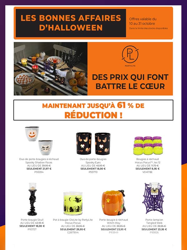 La gamme Halloween Partylite en promo