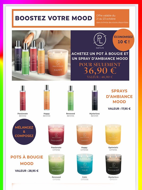 Offre sur la gamme Mood Partylite