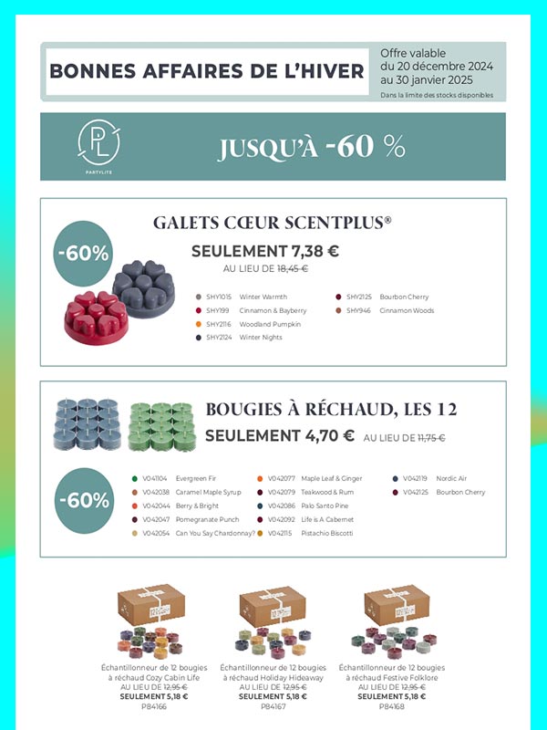 Promo galets et réchauds PartyLite